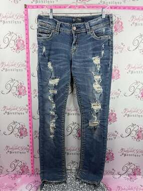 Silver Jeans suki Distressed Indigo Skinny Jeans